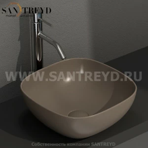 B6Q38CS Накладная раковина на столешницу  квадратная Ceramica Globo T-EDGE