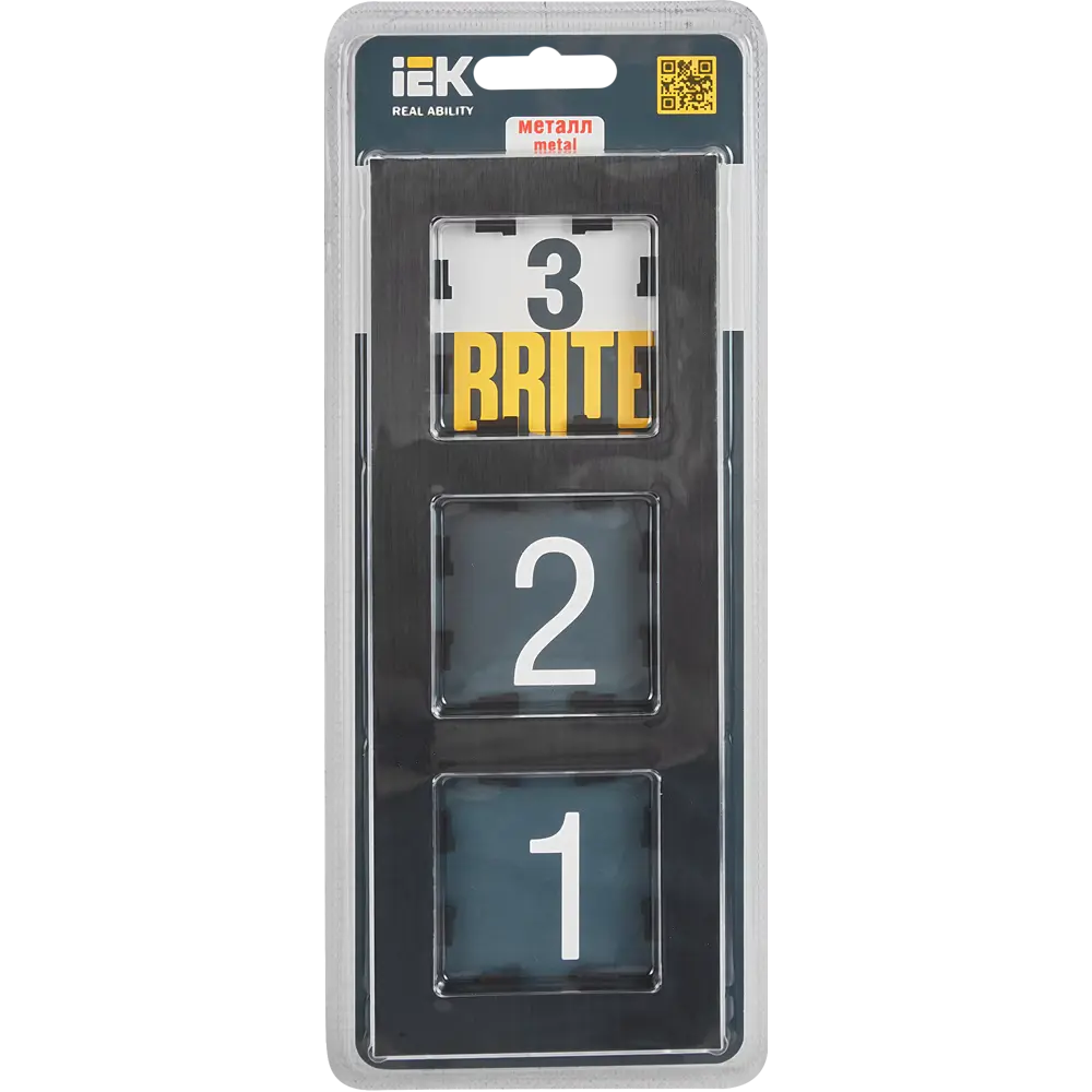 Рамка IEK Brite для розеток и выключателей - 3 поста, черный металл 87761327 STLM-1117128 - Вид №3