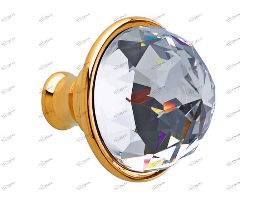 0Z5741.B00.00 Ручка для шкафа диаметром 34 мм с кристаллами сваровски Золото 24К Mestre 