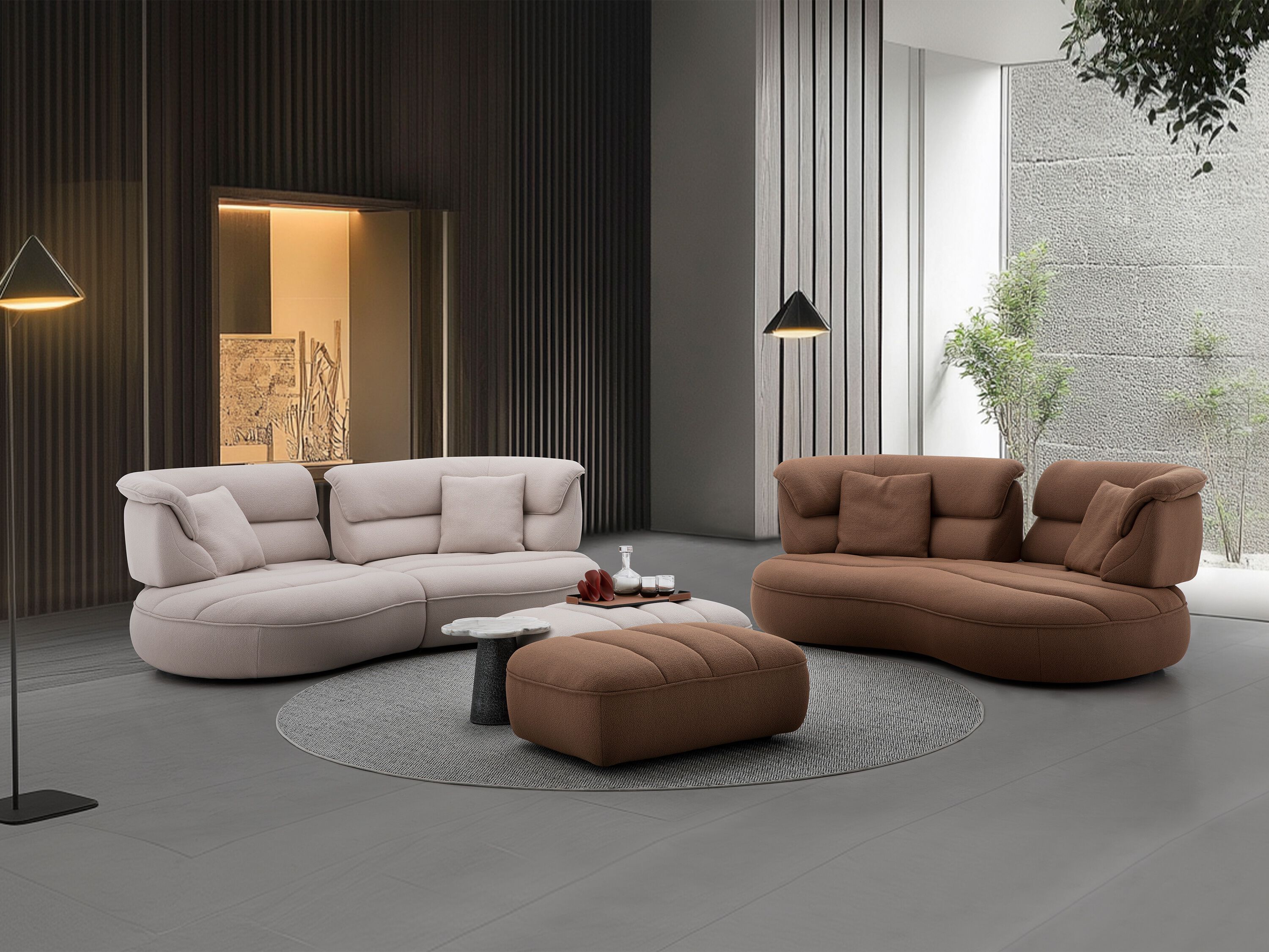 Модульный угловой диван из ткани CAMPO DE' FIORI SHROOM ARCH-00028651 - Вид №16