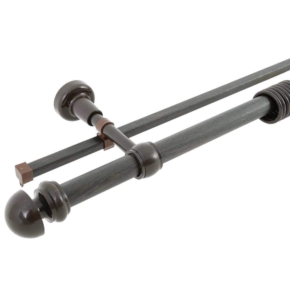 Карниз двухрядный 300 см металл/пластик цвет коричневый РУССКИЕ КАРНИЗЫ STLM-2098534