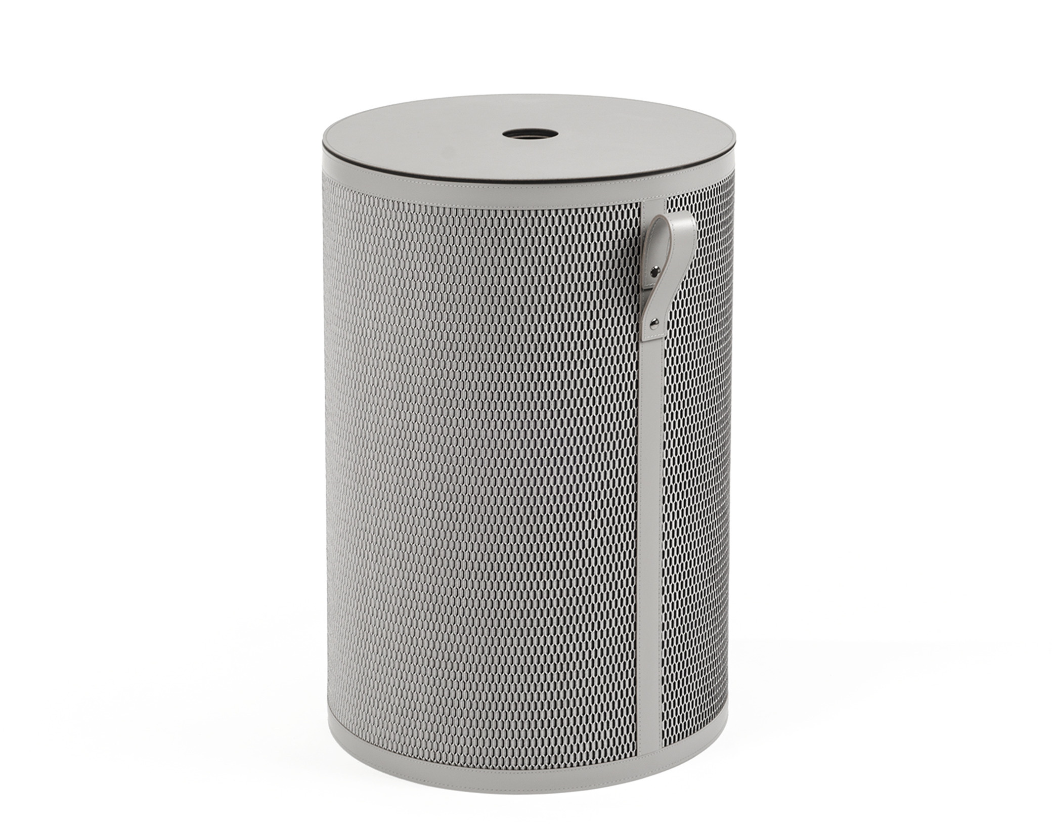 Высокая круглая корзина Nadia - Ø 40XH60 см / регенерированная кожа_крем