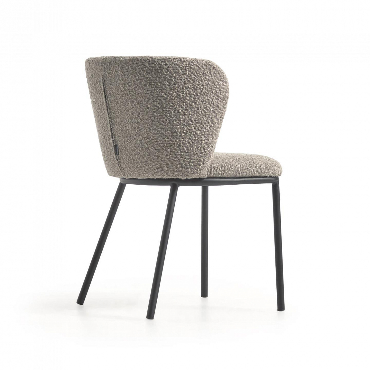 108349 Стул из светло-серой ткани букле и черными металлическими ножками La Forma Ciselia  - Вид №2