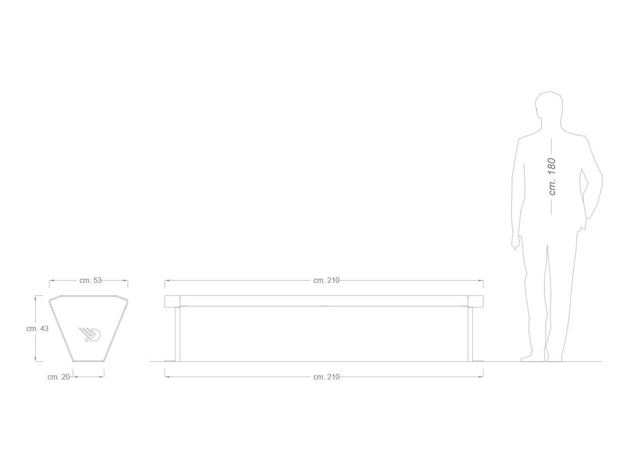 Стальная и деревянная скамья без спинки DIMCAR сущность ARCH-00146231