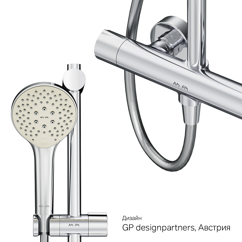 F0790420 душ.система набор: смеситель д/душа с термостатом верхн. душ d 220 мм ручн.душ 3 ф-ц AM.PM Gem - Вид №10