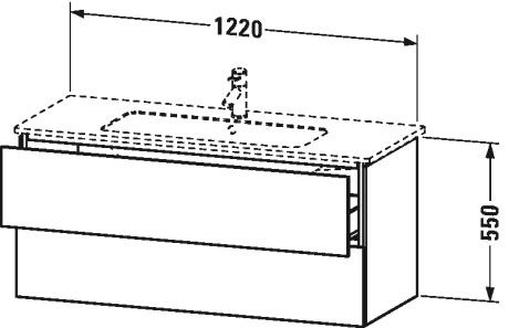 LC624309090 Тумбочка подвесная L-Cube #LC6243 1220 x 481 мм Фланелево-серый шелковисто-матовый лак Duravit - Вид №1