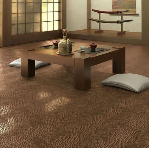 Кожаный пол Leather Leather Premium Kroko Redbrown Натуральная кожа (Рельефная) 620х450 мм 1101500012 - Вид №1