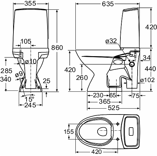 3756301101 Компакт унитаз с бачком Белый IDO Glow Швеция - Вид №1