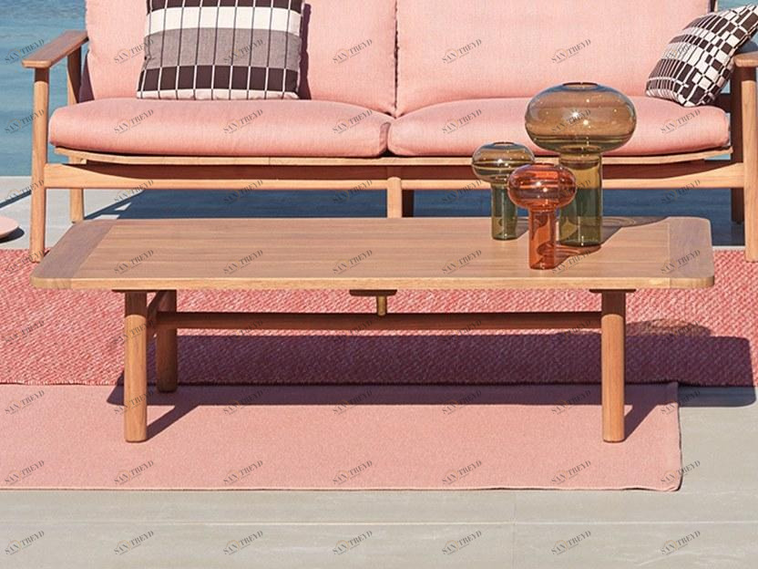 Kettal Низкий прямоугольный журнальный столик из тика Riva #26740