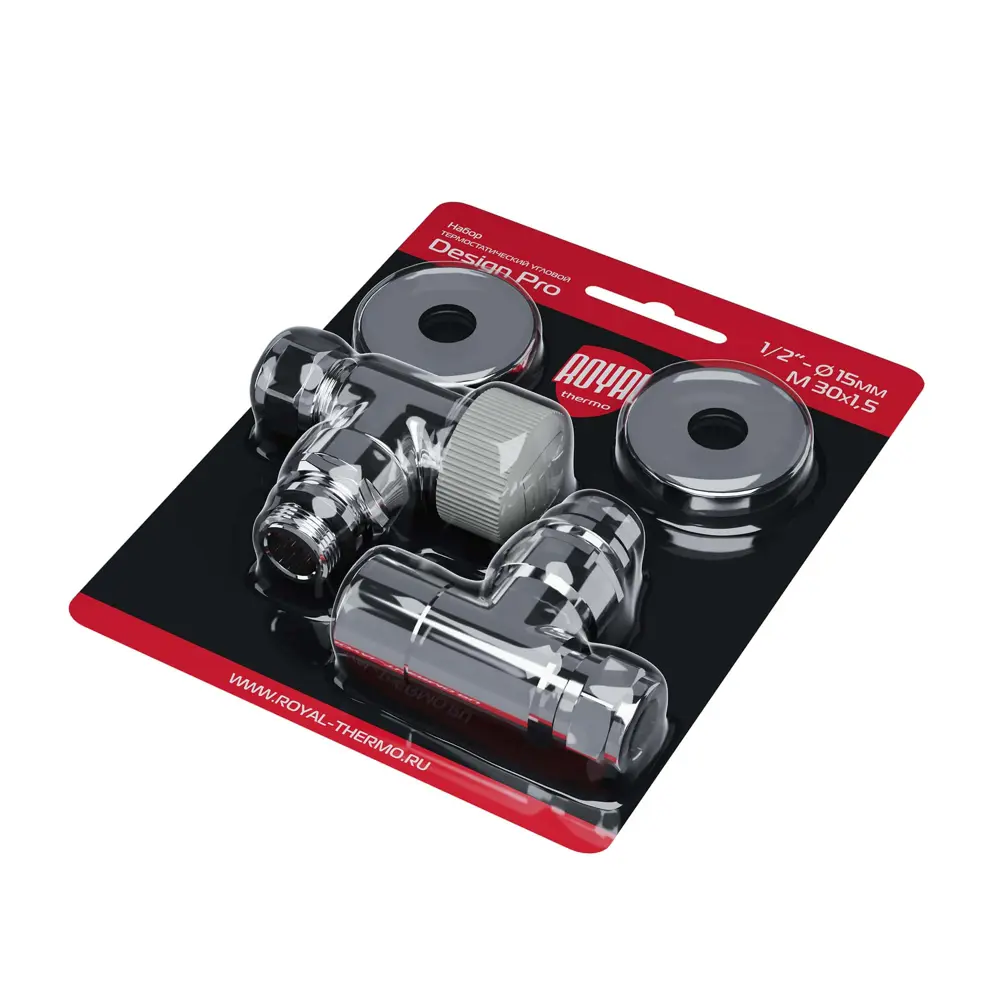 Термостатический комплект для радиатора угловой Royal Thermo Design Pro 1/2" латунь цвет хром 89423313 STLM-2138538  - Вид №7