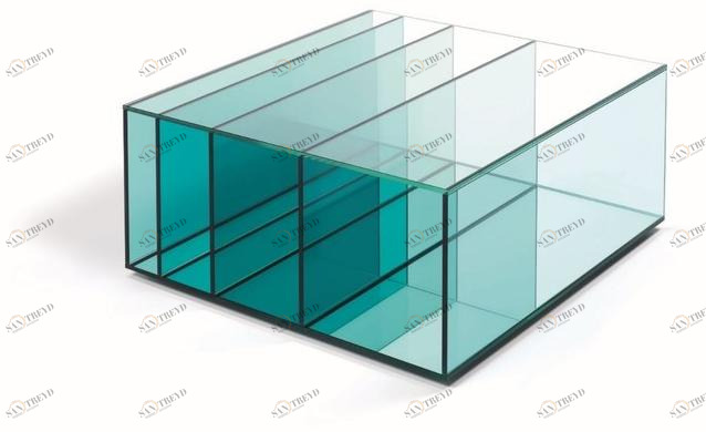 Glas Italia Квадратный хрустальный журнальный столик с отделением для хранения Deep sea sun-id-1405743