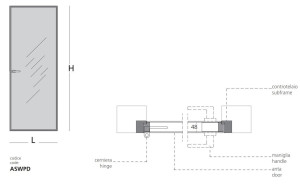 Кристалл стены заподлицо распашная дверь