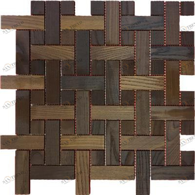 Мозаика и 3D панели из дерева Tarsi Плетёнка 5t2 Термоясень Селект (Гладкая) 351х351 мм 1401100140