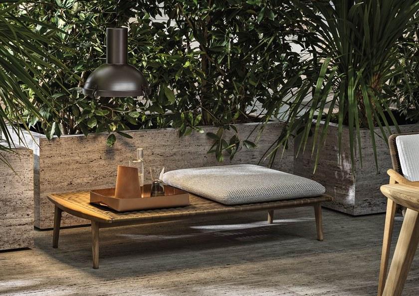 Minotti Садовая скамейка из тика и синтетического волокна Fynn outdoor sun-id-1350386 - Вид №2