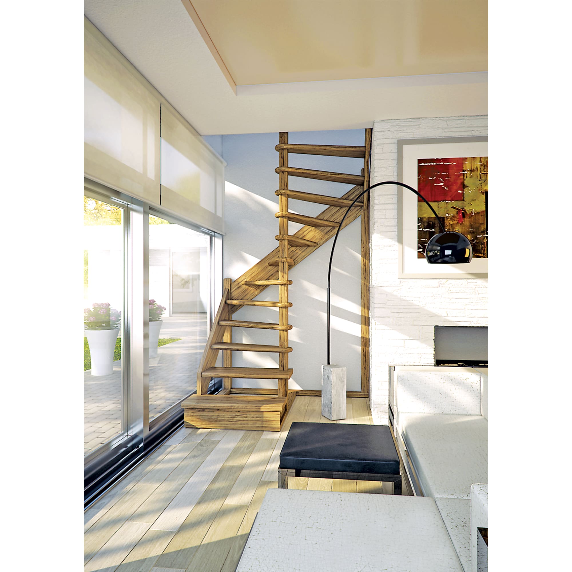 Лестница ЛЕСЕНКА ЛЕС-01 поворотная 180° для мансарды и второго этажа 16275295 STLM-0006761 - Вид №3
