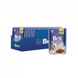 ПР0047468*24 Корм для кошек Premium Cat Jelly Кусочки из филе говядины в желе пауч 85г (упаковка - 24 шт) Brit