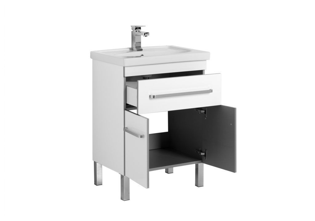 Тумба под раковину Aquanet Сиена 60 белый (напольный 1 ящик 2 дверцы) sun-id-275437 - Вид №1
