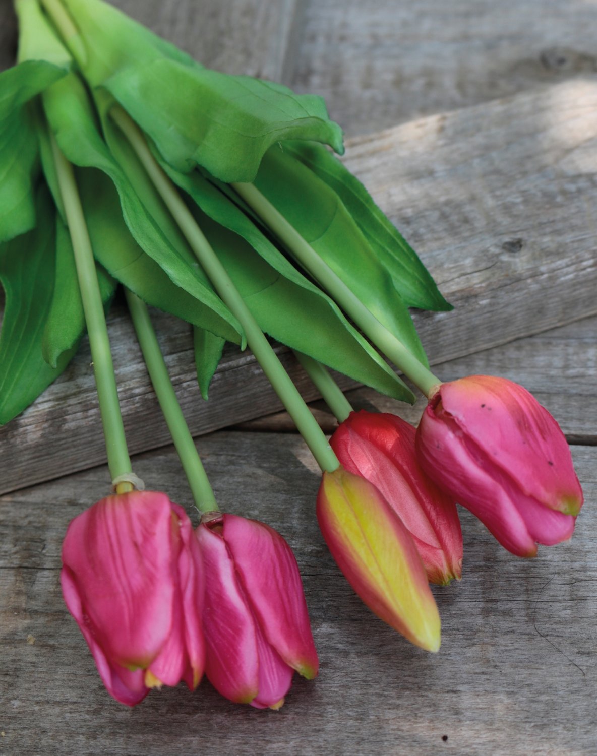 2952 515 a3 Букет искусственных тюльпанов, 5-кратный, 37 см, розовый H-andreas  - Вид №1