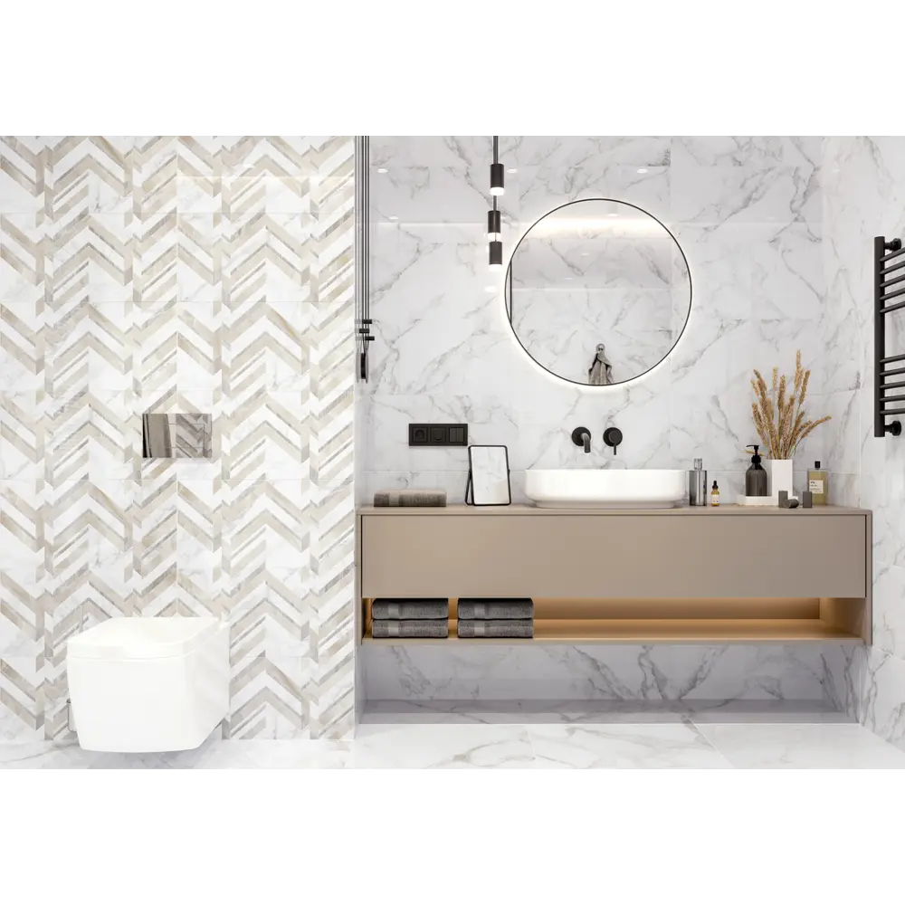 Плитка настенная Marmo Bianco 30х60 см 1.44 м² цвет белый 82794800 STLM-2114728 Golden Tile - Вид №4