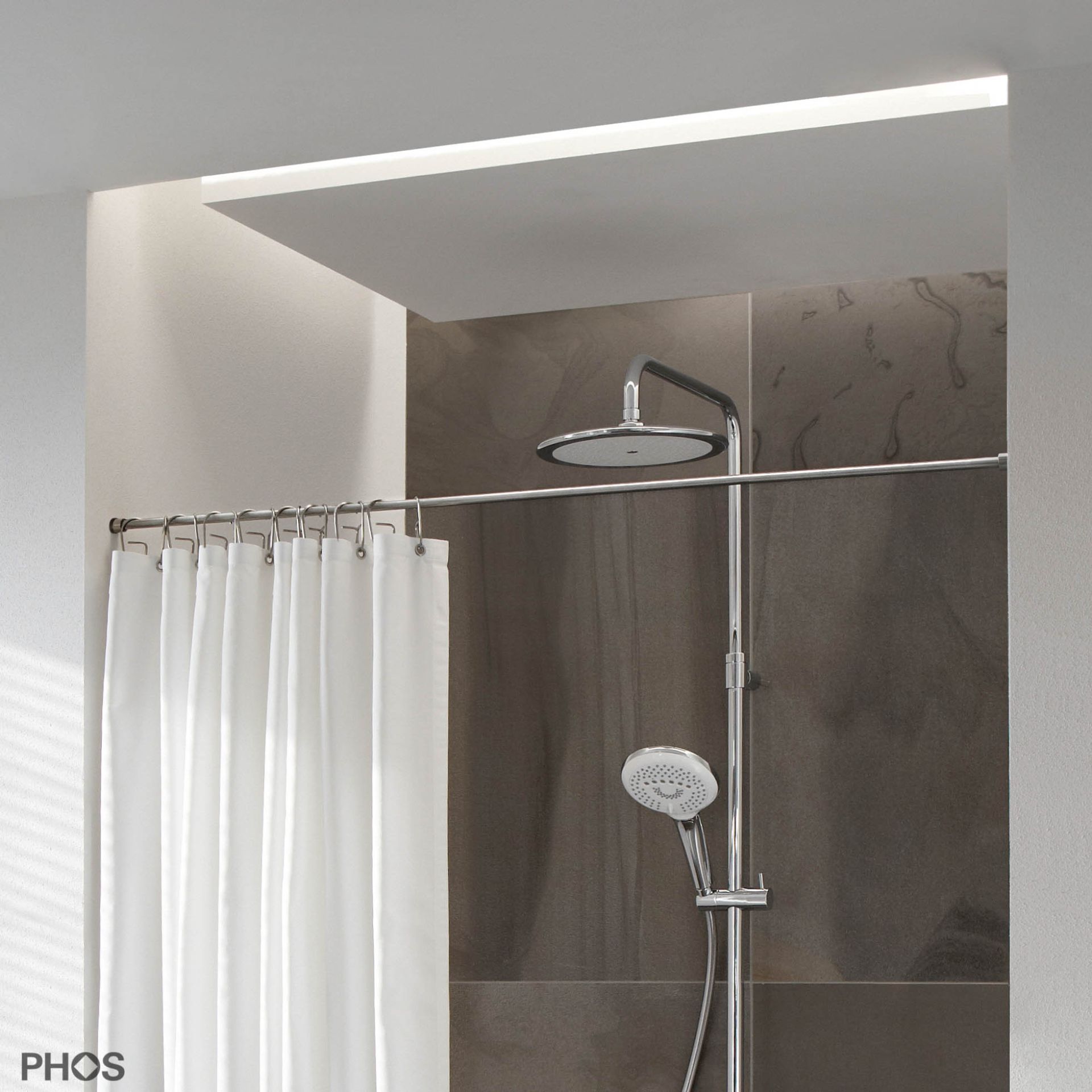 TKS12-1-S Стержень-зажим для занавесок для душа, 50 - 100 см. сделано, чтобы измерить. PHOS 