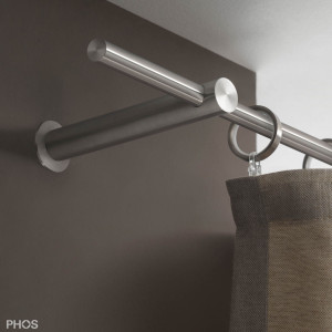 VS20-140-2800 Комплект карнизов: 280 см с 2 держателями и 1 держателем карниза в качестве центральной опоры (большое расстояние от стены) PHOS