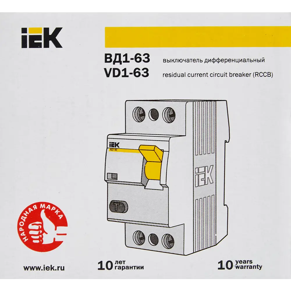 УЗО IEK ВД1-63 2Р 63 А 100 мА 4.5 кА AC 82309851 STLM-2090746  - Вид №5