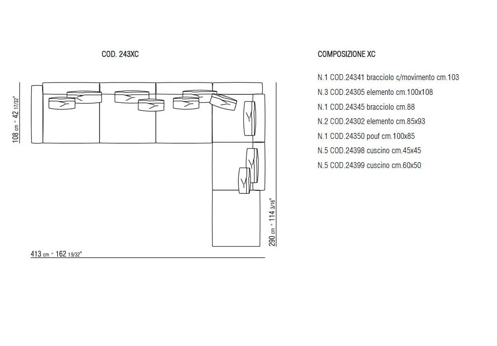Угловой диван из ткани Flexform Newbridge ARCH-00093463 - Вид №9