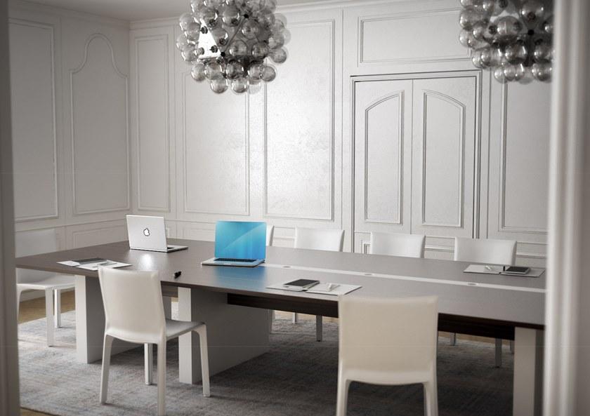 Elitable Стол для переговоров из фанерованной древесины с системой управления кабелями Star sun-id-1483573 - Вид №1