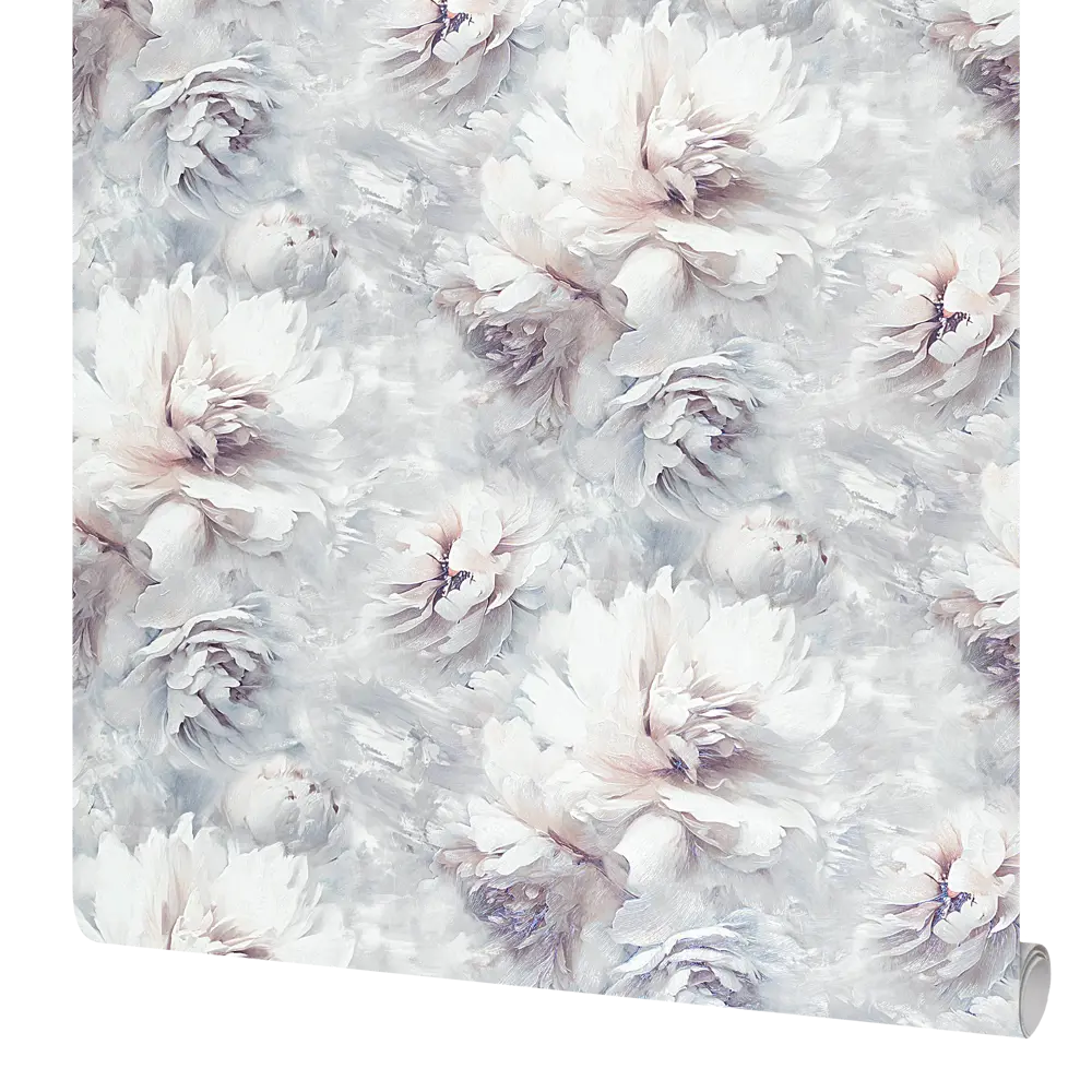 Обои флизелиновые Ateliero Bella серые с цветочным узором в стиле кантри 89416917 STLM-1576104