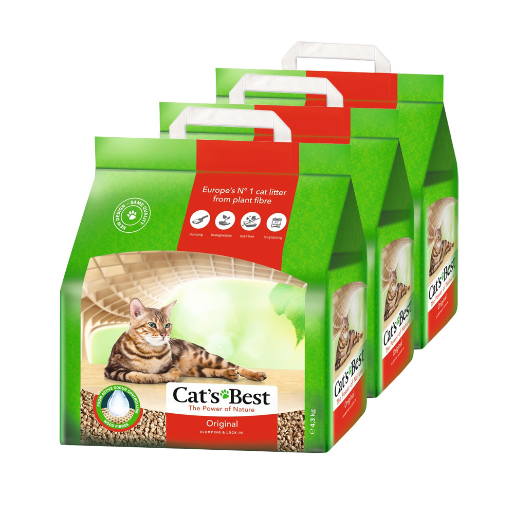 Т0055371*3 Наполнитель для кошачьего туалета Cat"s Best Original древесный комкующийся 10л (упаковка - 3 шт) Cat's Best 