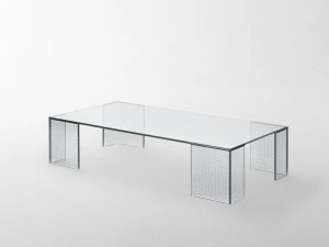 Glas Italia Низкий прямоугольный журнальный столик из хрусталя Grid Gri03