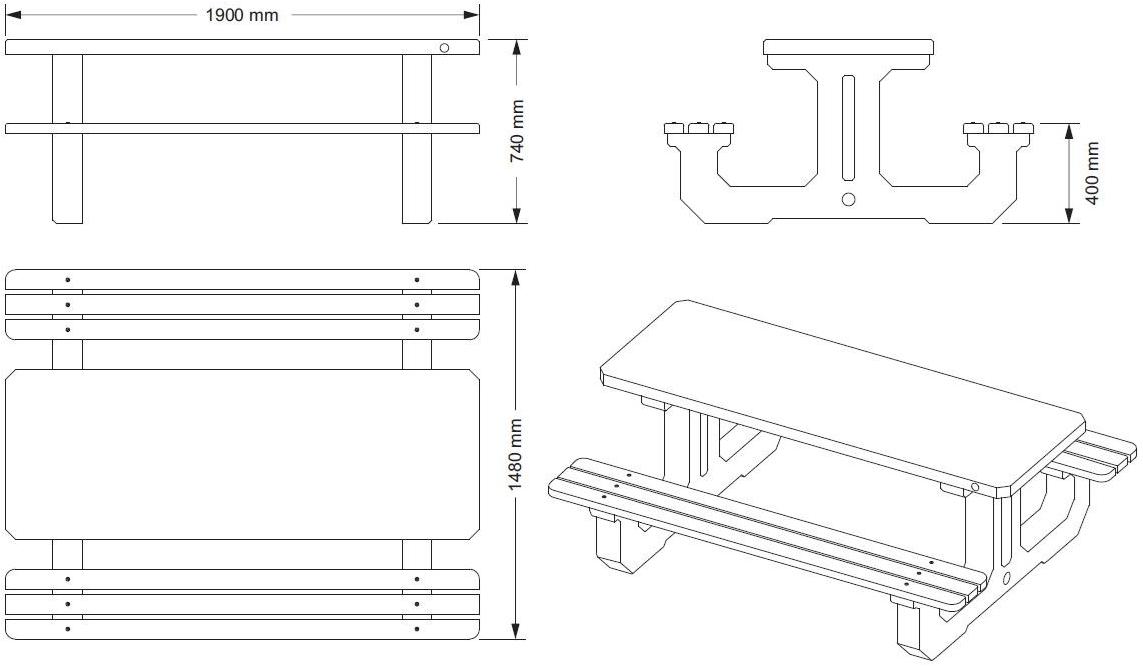 ENCHO ENCHEV - ETE Стол для пикника из бетона и дерева  220  - Вид №3
