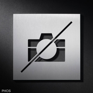 PS6601 Знак пиктограммы, запрещающий фотосъемку / фотосъемку, 16 x 16 см. PHOS