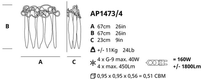 Serip Бра из бронзы ручной работы Niagara Ap1473/4 - Вид №1