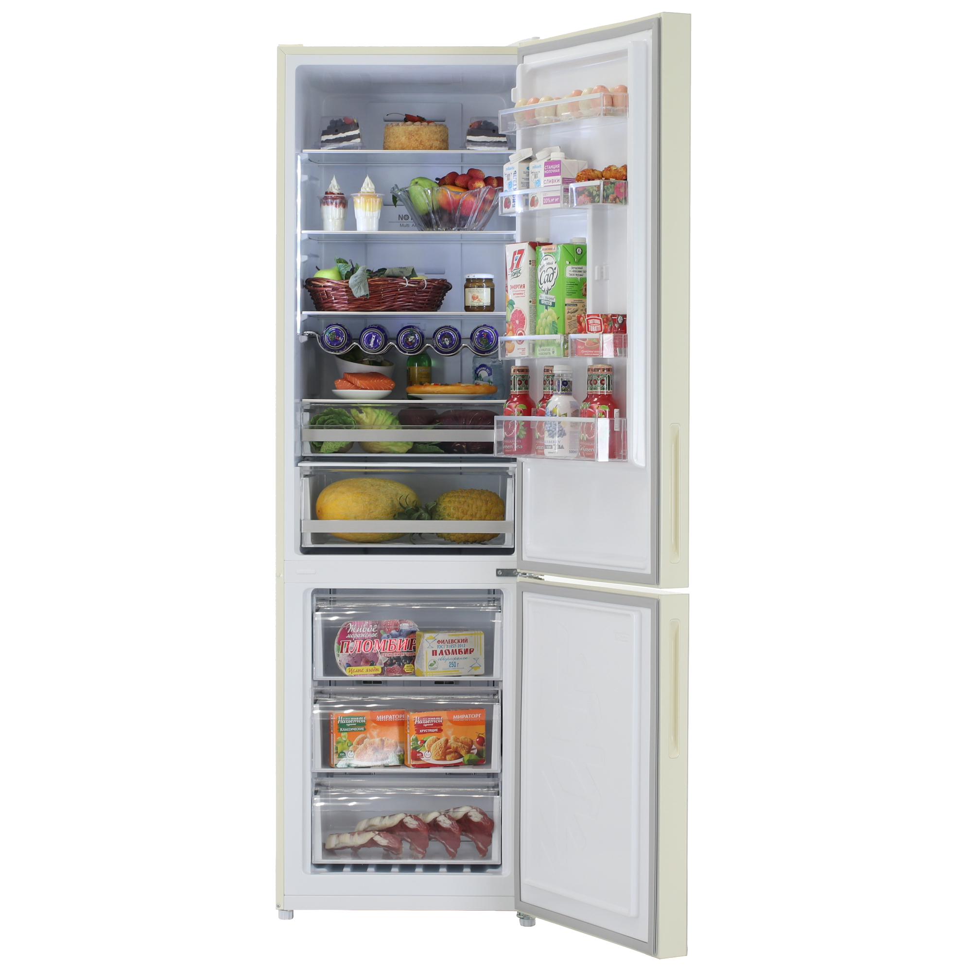 9136756 Холодильник с морозильником   DEXP RF-CN350DMG/S бежевый STDN-0124066 - Вид №5