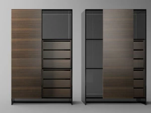 Tonelli Design Модульный буфет из дерева и стекла с раздвижными дверцами Shoji