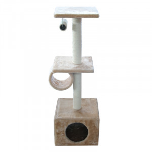 ПР0033122 Когтеточка для кошек домик 35x35x99см с игрушкой бежевый Foxie