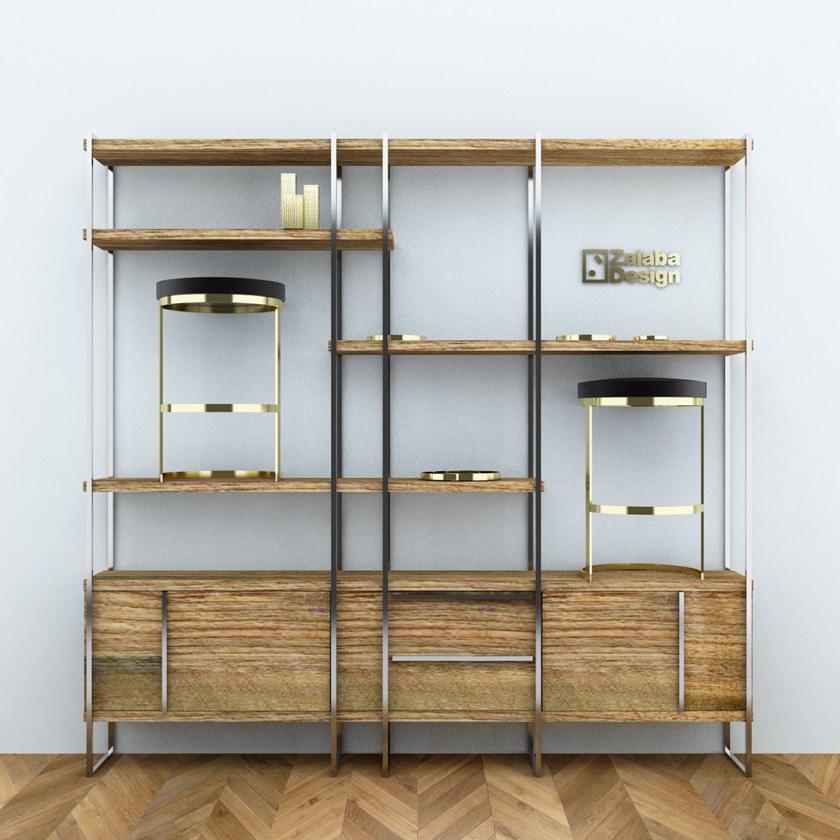 ZALABA Design Открытый двусторонний книжный шкаф из стали и дерева Zulu sun-id-1398339 - Вид №3