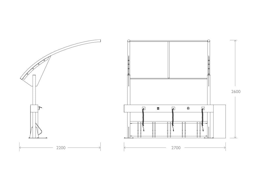 Навес с фотоэлектрическими панелями для велосипедов и мопедов EUROCOMITALIA современная мебель ARCH-00093036 - Вид №6