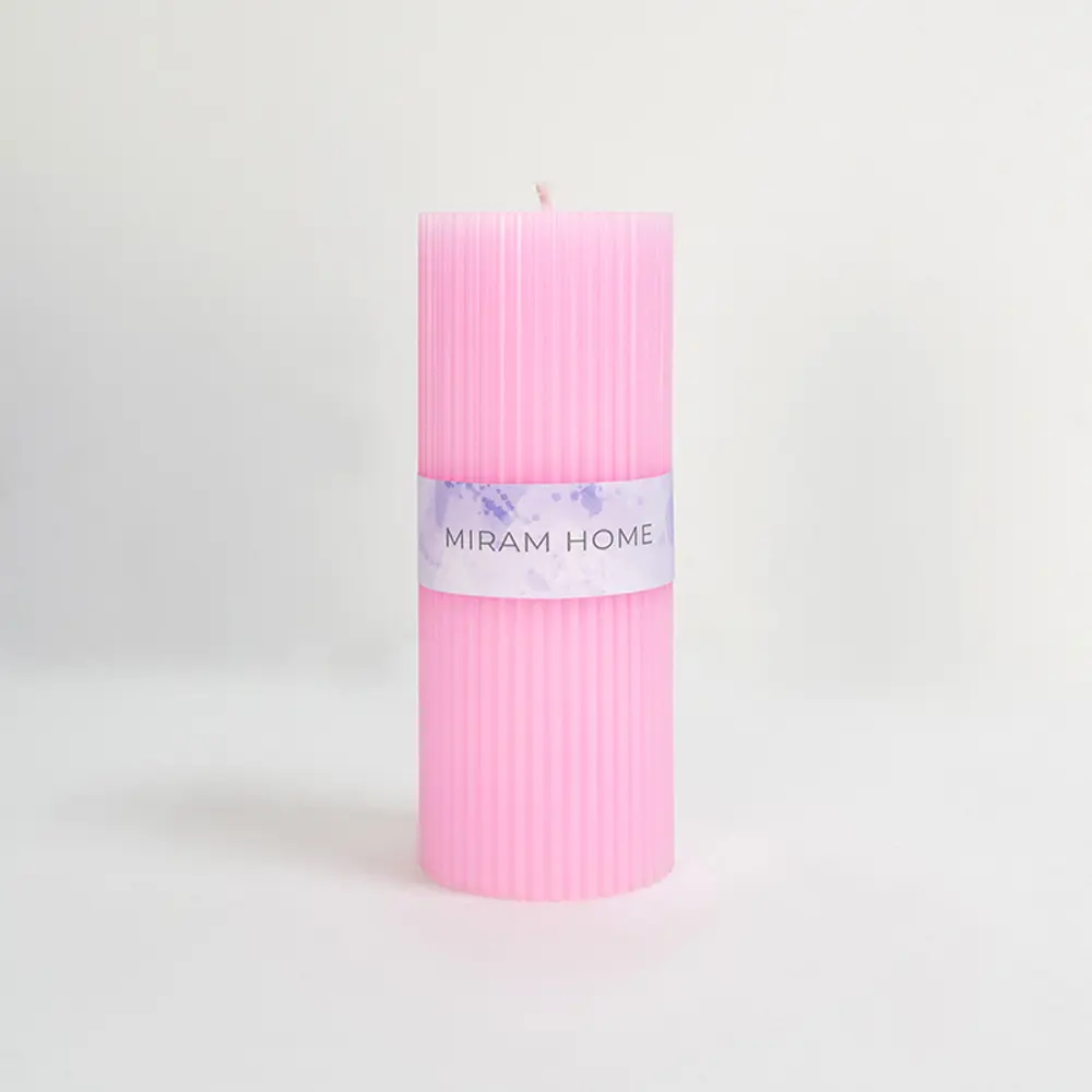 Дизайнерская свеча-столбик Ribbed розовая 15 см 89370272 Santreyd STLM-0826430