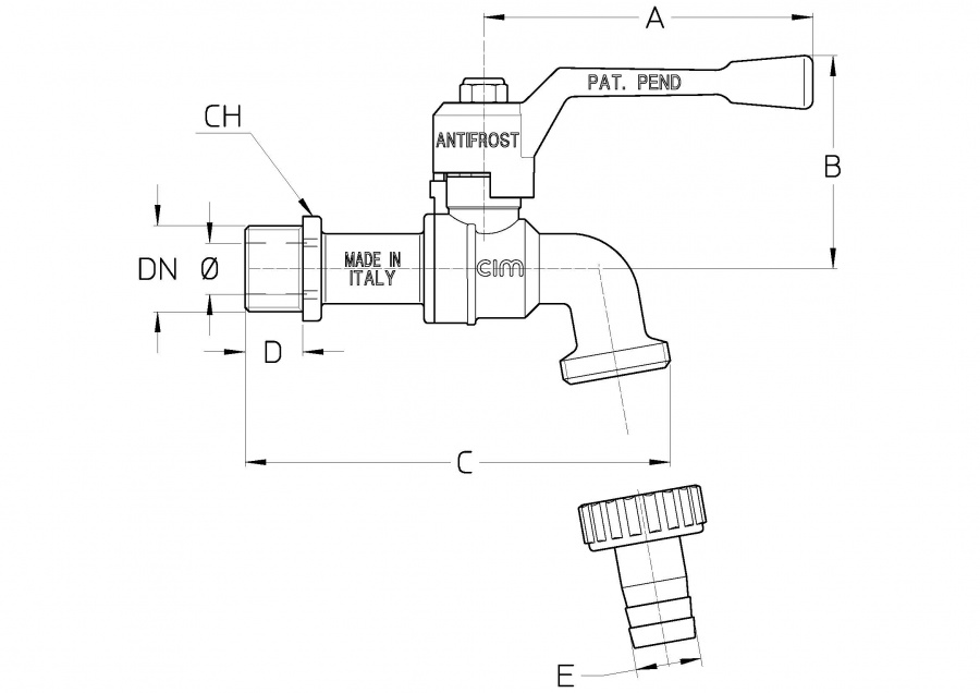 CIMBERIO CIM 34/1 Морозоустойчивый шаровой сливной кран CIM 34/1  - Вид №1