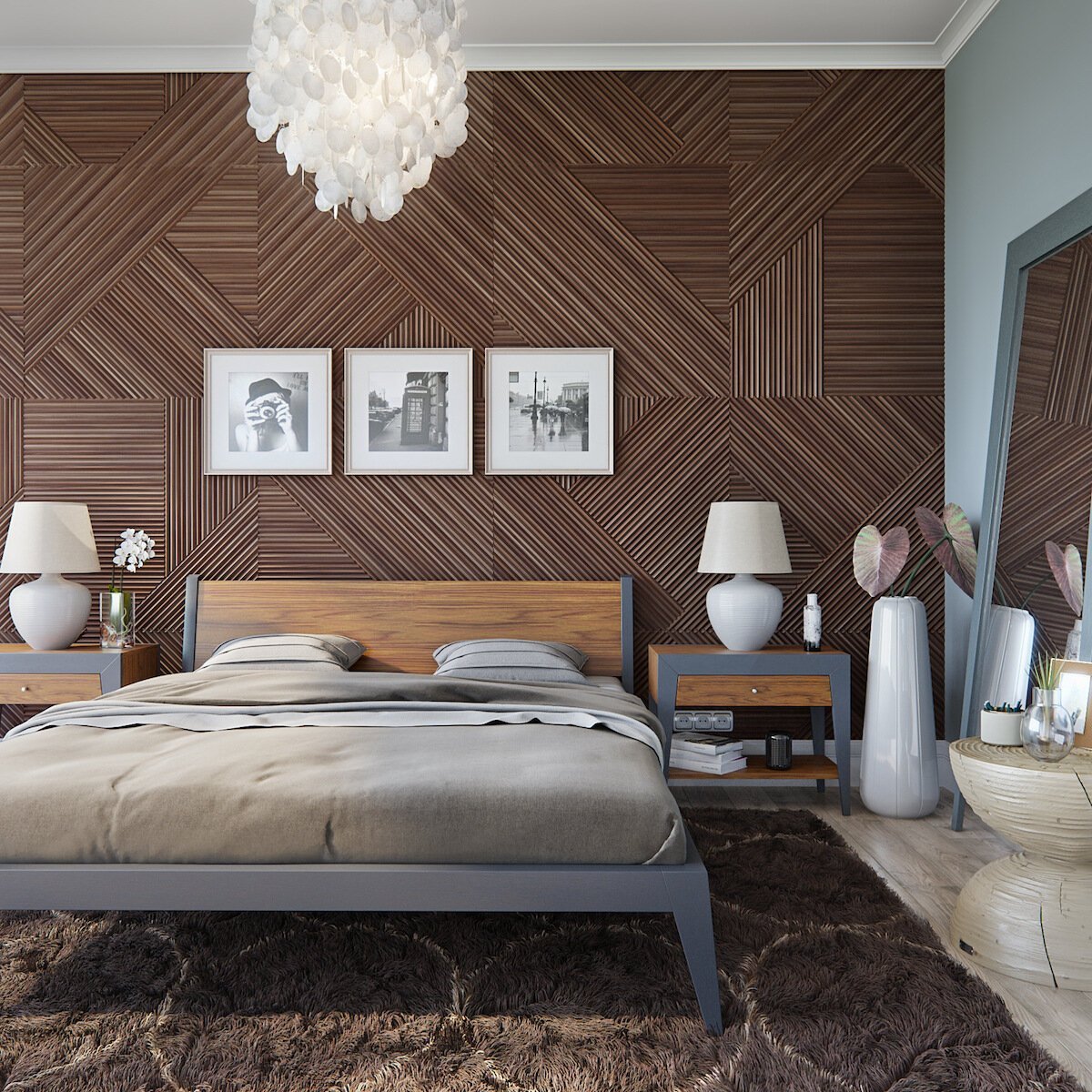 Тумбочка прикроватная орех, серая Still BRAGIN DESIGN  256432 Коричневый;серый  - Вид №1