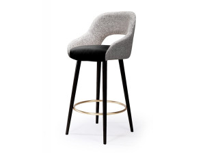 Тканевый мягкий табурет с подставкой для ног со спинкой