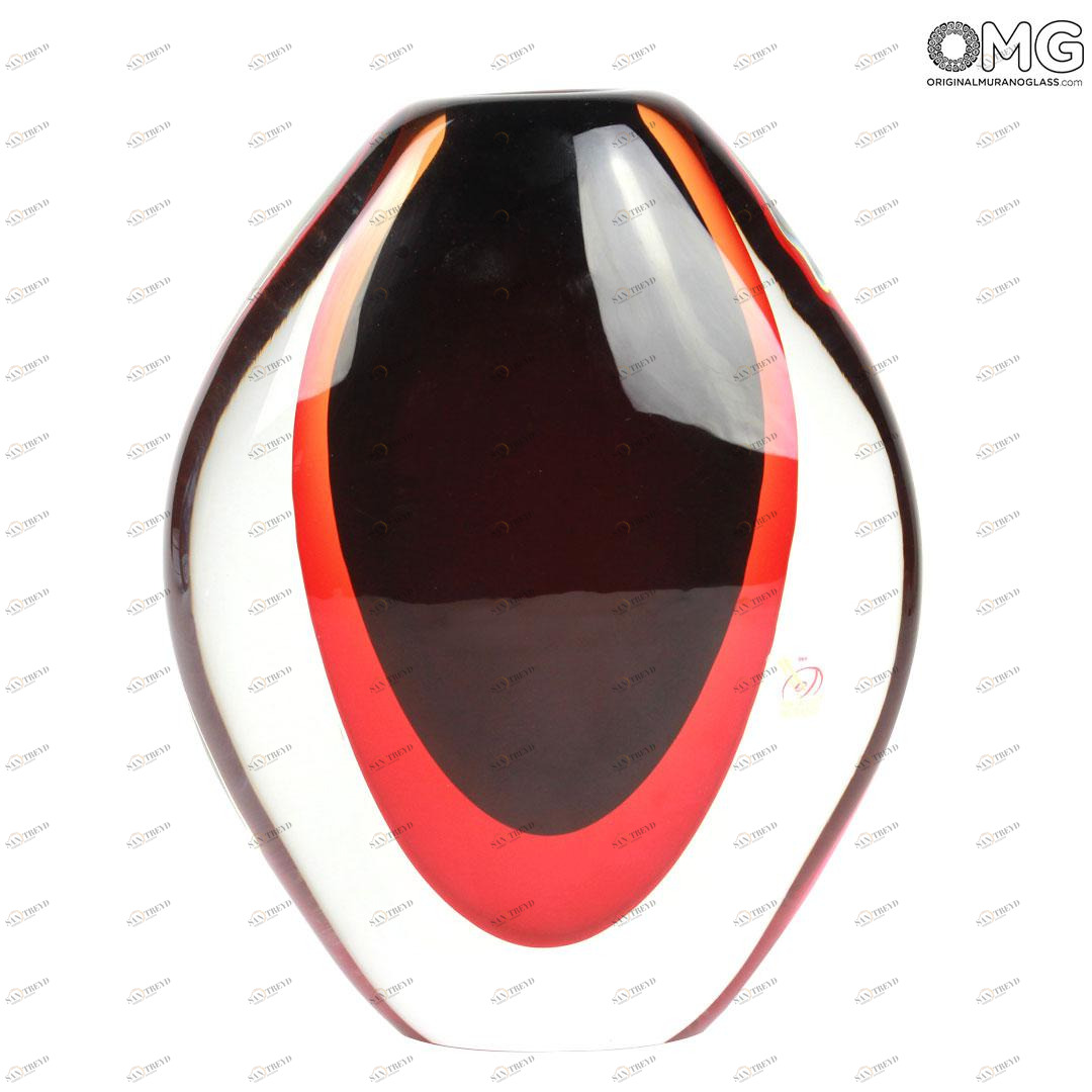 1704 ORIGINALMURANOGLASS Ваза Красная капля - соммерсо - муранское стекло 23 см 