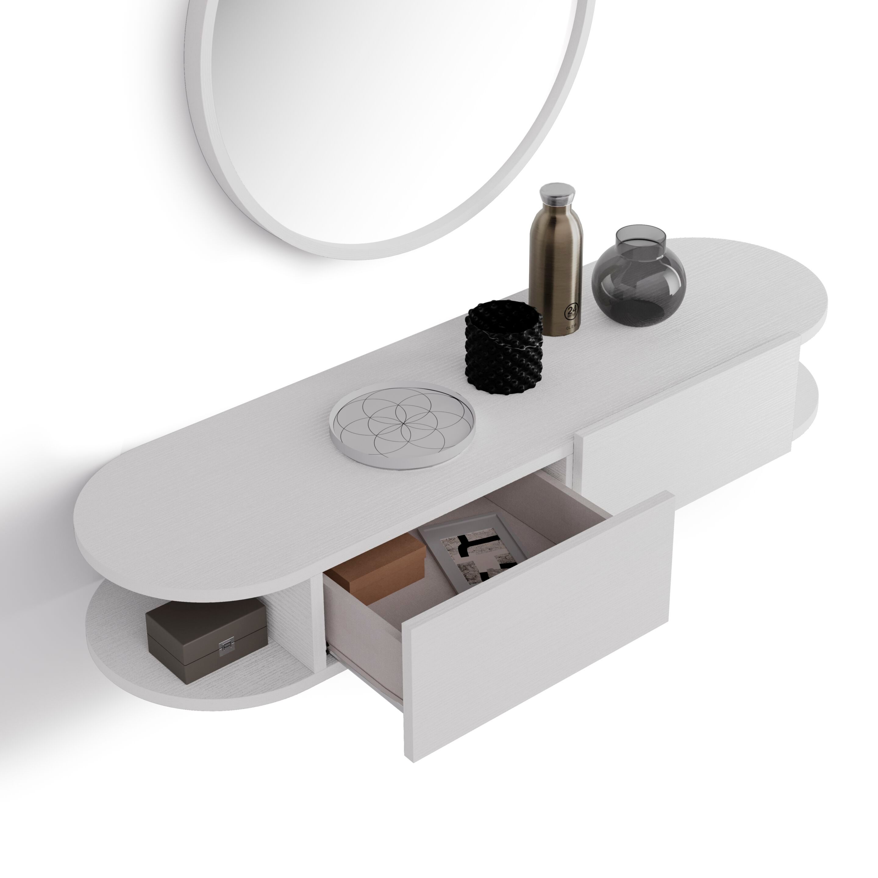 Подвесная консоль из меламиновой ткани с ящиками Mobili Fiver оливковый ARCH-00003487 - Вид №1