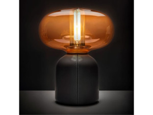Настольная лампа из кожи и хрусталя