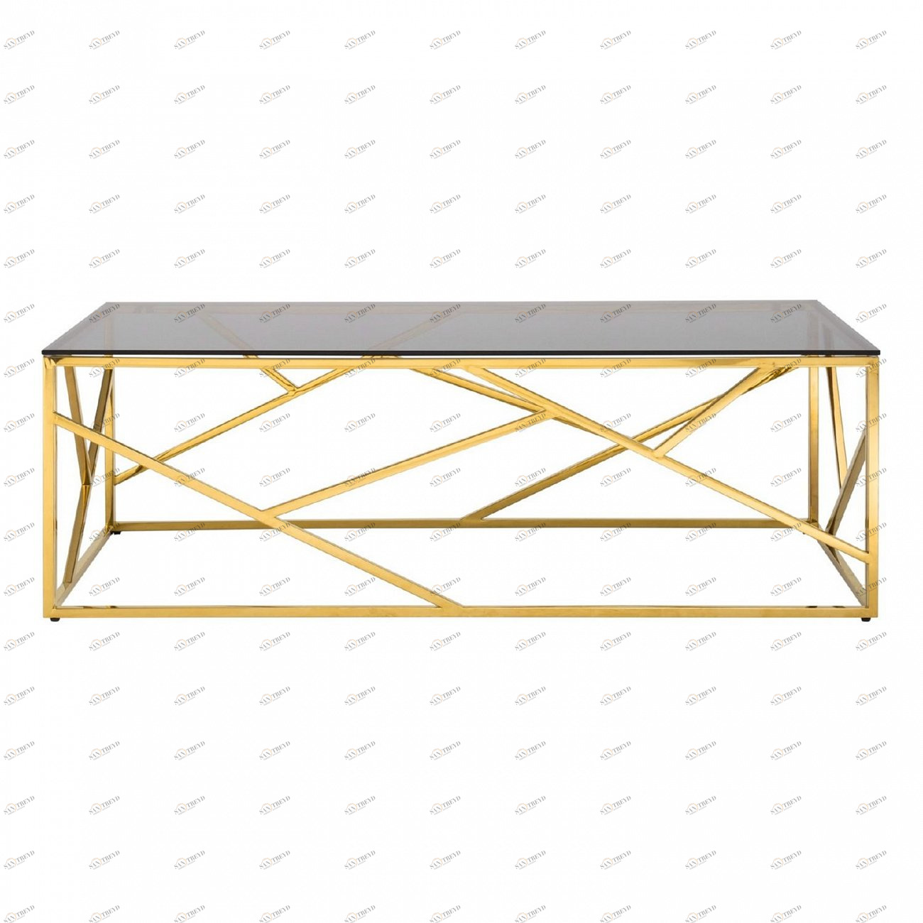 Журнальный столик стеклянный дымчатый с основанием золото 120х60 см "Арт Деко" STOOL GROUP  00-3881899 Золото 
