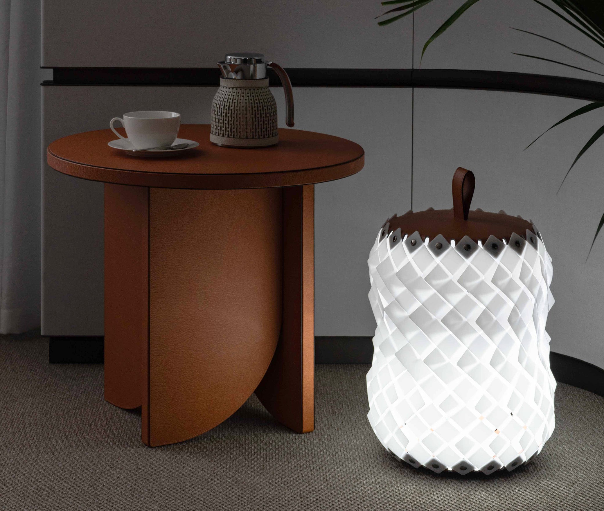 Напольный фонарь Almeria - Ø 45XH36 см / регенерированная кожа_белый Pinetti 00.2074.082.000 - Вид №6