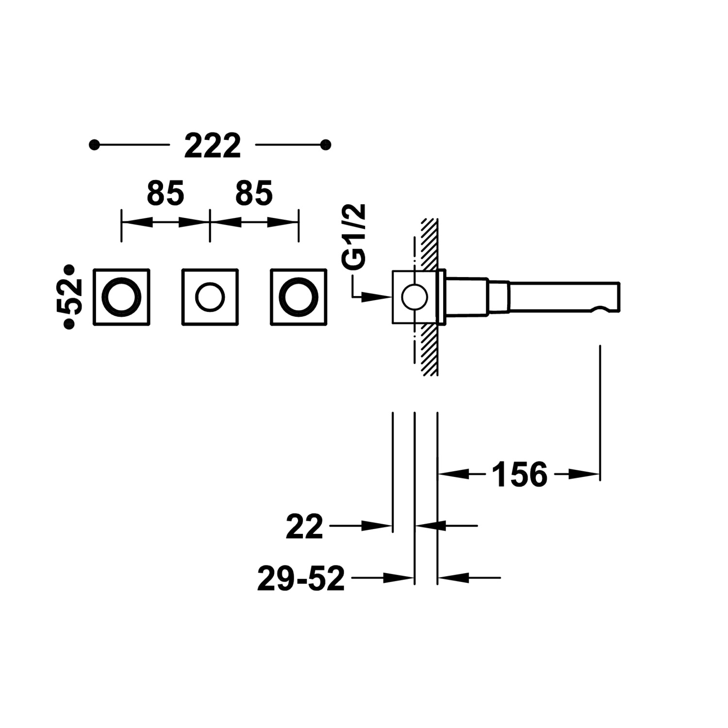 ПРОЕКТ-TRES Скрытый смеситель для умывальника с двумя ручками-21175101KM TRES Project - Вид №1