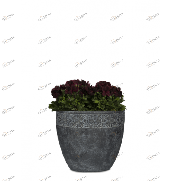 Вазон из искусственного камня с резным бордюром 35 см черный "Пуатье" LE-VILLAGE FLORERO 044754 Черный 